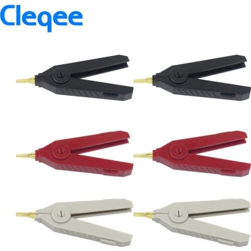 Cleqee P2004 6pcs/lot 90mm 20A 3pcs Alligator Kelvin Copper Gold Plate Clip Grey+Black+Red