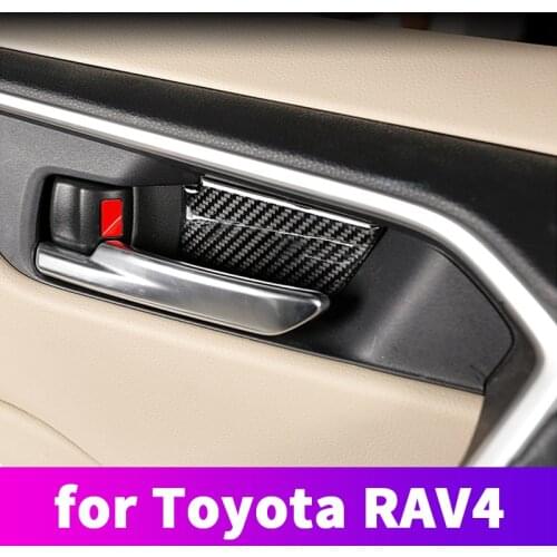 Interior decoration door bowl handle carbon fiber patch inner door handle sticker modified accessories For TOYOTA RAV4 2019 2020