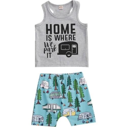 Infant Baby Boy Summer Clothes Sleeveless T-Shirt Top American Flag Print Shorts Outfit Set