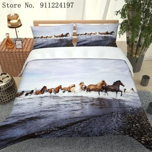 Home Textile 3D Galloping Horse Duvet Cover For Adult Child Kids Home Bedclothes Twin Full Queen King Bedding Sets Single Double