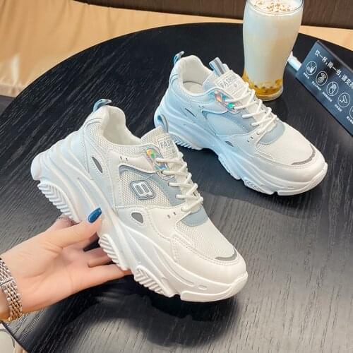 Clunky Womens 2021 Autumn New Mesh Breathable Platform Sneakers Female Students Casual Running Shoes for Women