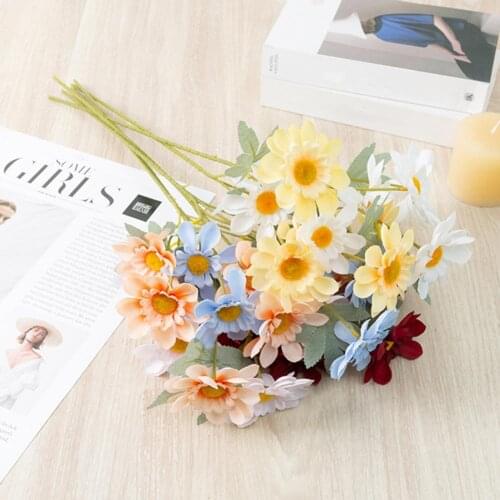Artificial Single Polish Chrysanthemum Artificial Flower Handmade 6 Silk Flower Wedding Decoration