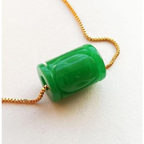 Fine Jewelry Natural Stem Green Jade Transport Bead Pendan more type