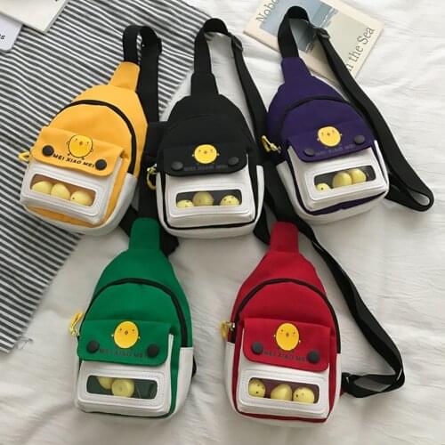 Cute Fashion Women Chest Bag Versatile Vertical Canvas Shoulder Bag Solid Messenger Bags Casual Ladies Single Shoulder Bag