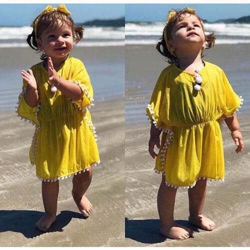 Cute Kids Baby Girl Toddler Beach Dress Swimming Sundress Bikini Cover Up Flower Bikini Bathing Suit Beachwear Swimsuit