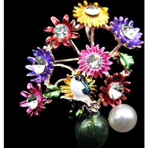 Fashion Enamel Sunflower Brooches For Women 2019 Amazing Famous Paintings Flower Brooch Pins Plant Jewelry Wholesale