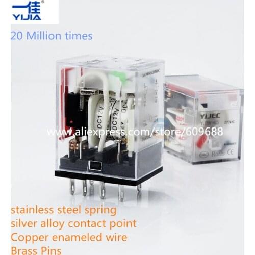 8 Pins 2 Circuit MY2NJ Small Electromagnetic Relay AC220AC DC24V DC12V 5A YJ2N-GS Switch