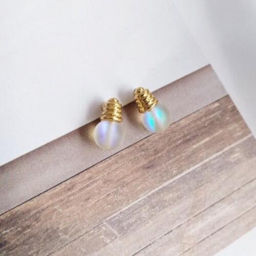 Wholesale S925 Silvery Female Ear Stud Cute Simulation Bulb All-match Small Colorful Earrings Wholesale