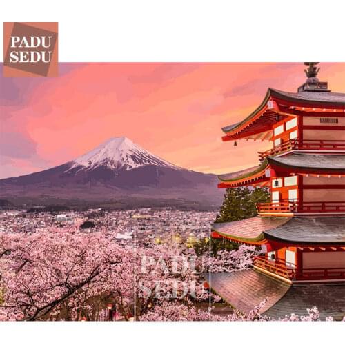 PADUSEDU 5D Diamond Painting Mountain Scenery Art Diamond Embroidery Mount Fuji Japanese Landscape Cross Stitch Hobby Home Decor