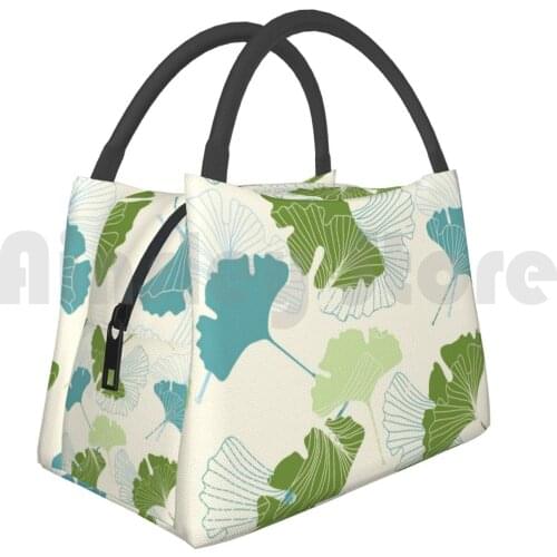 Portable Insulation Bag Ginkgo Leaves 1156 Leaves Nature Ginkgo Pattern Collection Coordinate Green Blue