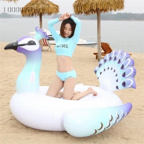 150cm Swimming Ring Peacock Floating Adult inflatable Mattress Ride-on Bed Deck Chair Beach Swimming Pool Toy