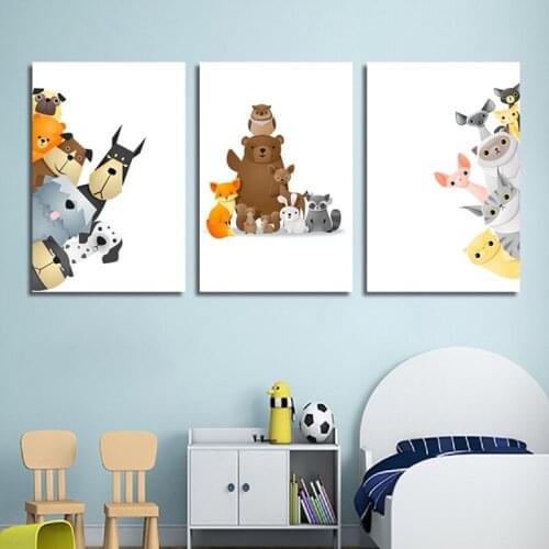 Poster Nordic Poster Baby Animal Party Wall Art Canvas Painting Nursery Kids Room Decor Prints And Posters Wall Decor Canvas