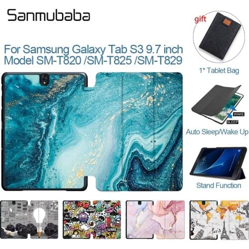 Sanmubaba PU Leather Case For Samsung Galaxy Tab S3 9.7 inch Funda SM-T820 T825 T829 Folio Flip Stand Cover Smart Tablet Case