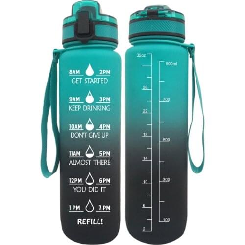 Color Gradient Date Sports Bottle Power Kettle With Time Stamp Tritan Shaker Outdoor Travel Camping Hiking School Plastic Drink