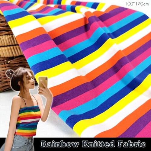 100*170cm Rainbow Stripes Fabric Colorful Cotton Fabric For Sewing Patchwork T-shirt Parent-child Clothing Baby Clothe Material