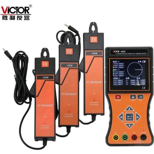 VICTOR 4500 Three Clamp Color Screen Phase Volt Ampere Meter 3.5-Inch Color Screen for Field Test Phase Voltammeter