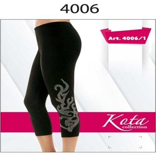 COMBED ELASTAN BRIGHT BEADS EMBROIDERED CAPRI TIGHTS 93% Cotton 7% Elastane