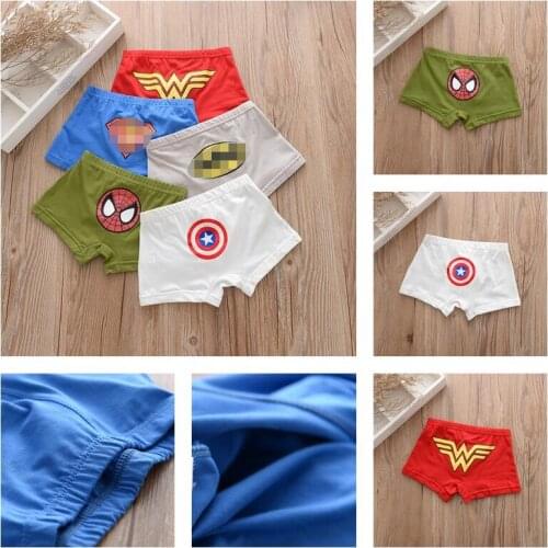 5pcs Disney Marvel SpiderMan Captain America Childrens Cotton Underpants Boy Cartoon Breathable Sweat-absorbent Underwear gifts
