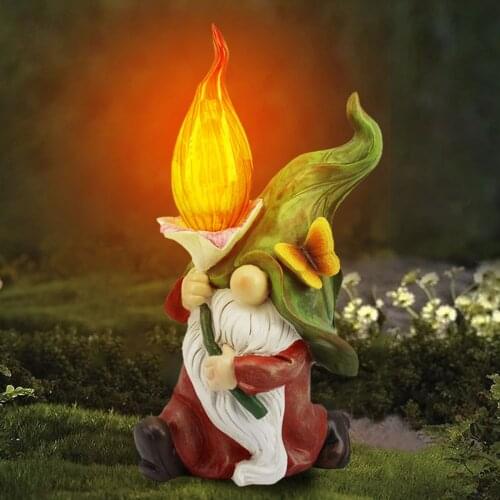 Outdoor Solar Garden Resin Ornaments Dwarfs Dwarf Statue Decoration Action Figure Toys Christmas Gift Collection With Box