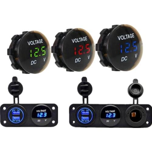 1/2/3 Hole USB Voltmeter Voltage Cigarette Lighter LED Display Diy Car Panel Motorcycle Boat ATV Truck Refit Accessories 12V 24V