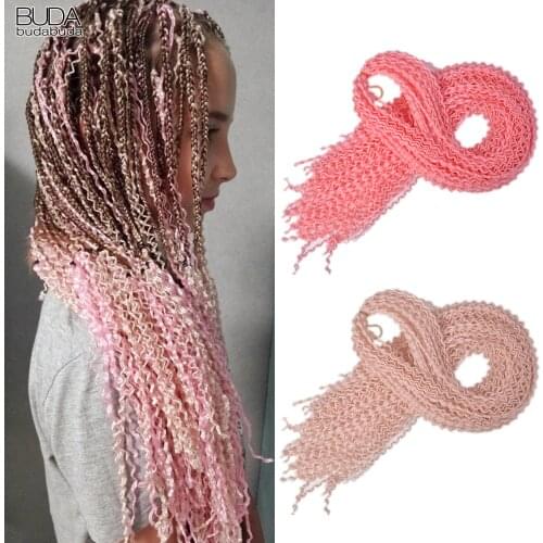 Budabuda 28Inch Long Curly Synthetic Crochet Braiding Hairs Zizi Curly Wave Braids Fiber Hair Extension Thin Box Braid For Women