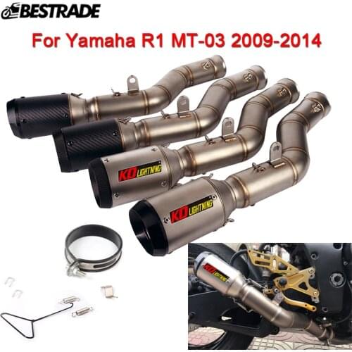 Motorcycle Exhaust System For Yamaha YZF-R1 MT-03 2009-2014 Mid Link connect Pipe Slip On 51mm Muffler Tube Stainless Or Carbon