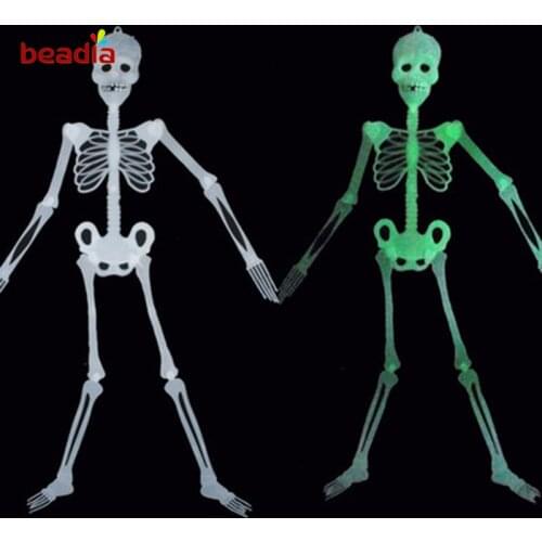 High Quality 1Pcs Horror Luminous Movable Skull Skeleton Halloween Props Glow halloween eve Scary Halloween Decoration