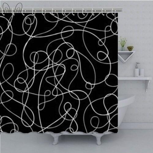 Circle Style Bathroom Shower Curtain Black Waterproof Polyester Fabric Bath Shower Curtain Bathing Decor Shower Sets