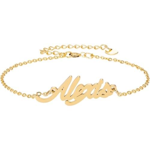 Alexis Name Bracelet for Women Girl Jewelry Stainless Steel 18k Gold Plated Nameplate Pendant Femme Mother Girlfriend Best Gift