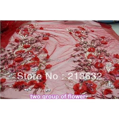 1 Piece 3D flower African three-dimensional flowers sequins best-embroidery gauze wedding clothes cheongsam diy the fabric lace