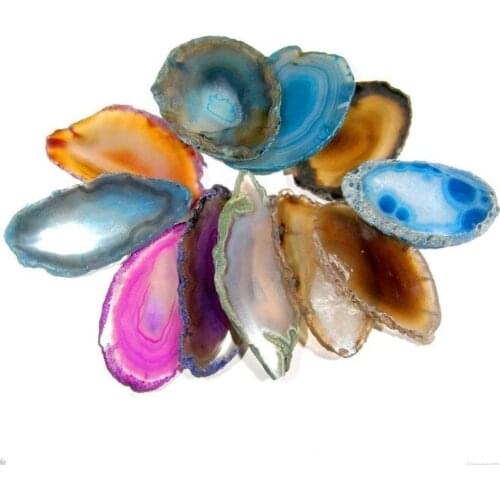 1PC Natural Agate Geode Polished Irregular Crystal Slice Stone DIY Pendant Mineral Home Decoration