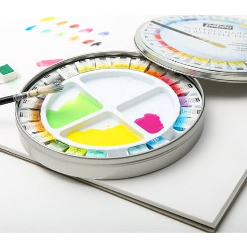 12/24 Colors High Quality Solid Watercolor Paint Artist Watercolor Pigment Tin Box Set for Art Supplies