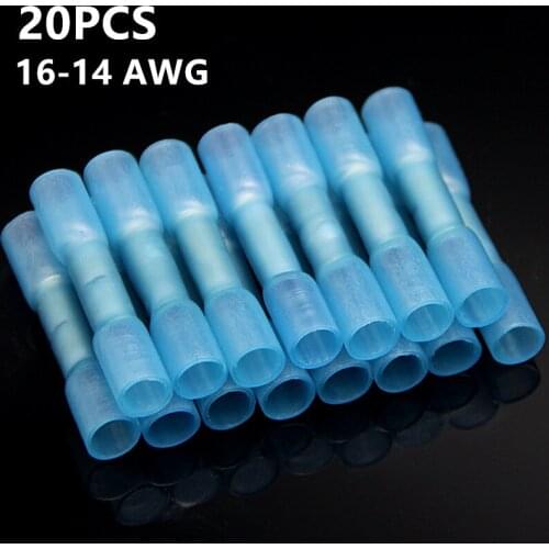 20PCS Waterproof Heat Shrink Terminals Insulated Butt Electrical Wire Connectors Cable Crimp Terminals16-14 AWG 1.5-2.5mm2