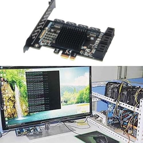 2021 Newest PCI-E SATA Expansion Card PCI-E 1X To 10-Port SATA3.0 6Gbps Expansion Card Desktop PCIE-SATA Mining Card Connectors