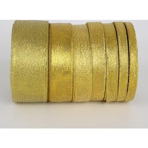 25yards/roll Gold Color 7-38mm Organza Ribbon Wedding Party Decoration Gift Wrapping Lace Crafts Christmas Ribbons