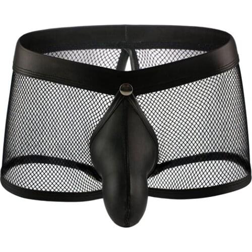 4Pcs/lot Mens Sexy Mesh Transparent Underwear Open Boxers Shorts Hollow Panties Underpants