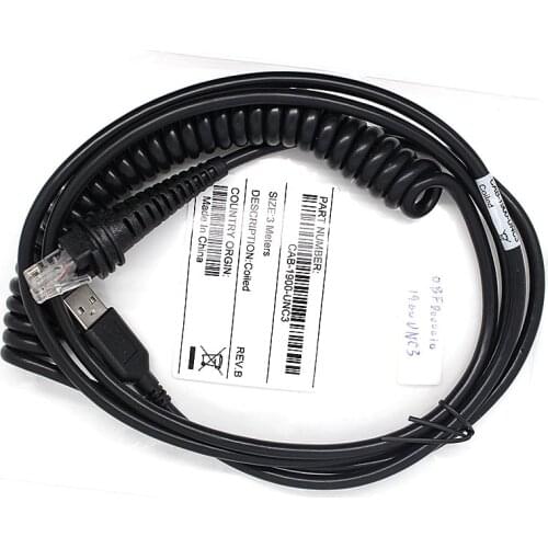 5pcs/1lot New 3M Coiled USB Cable For Honeywell 1200g,1202g,1250g,1300g,1900g,1900h,1902,1910,1912,1910i,1911i BarCode Scanner