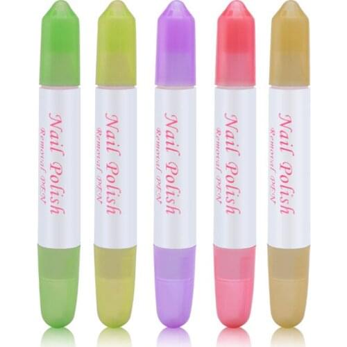 5 Pcs Nail Polish Remover Pen Nail Art Corrector Pen Remove Mistakes UV Gel Manicure easy to clean with 15 Erase Tips