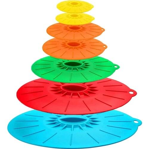 7 Pcs Heat Resistant Microwave Cover - Various Sizes Silicone Lids for Cups,Bowls, Plate, Pots, Skillets,Pans , Oven