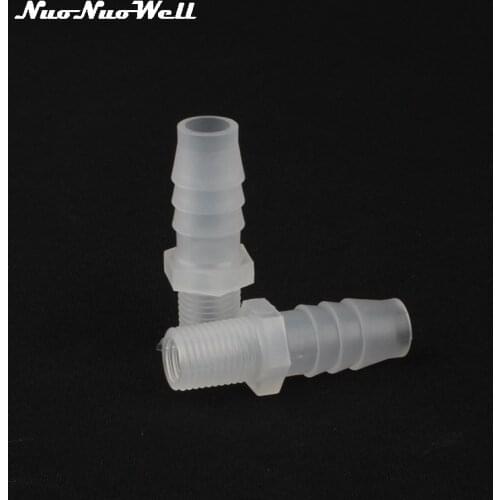 8pcs NuoNuoWell PP 1/4" Thread to 12mm Soft Hose Straight Connector Aquarium Air Pump Pipe Adapter Garden Irrigation Fittings