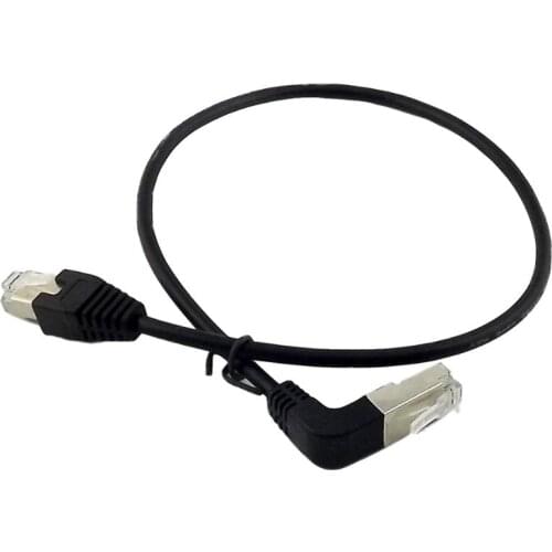 1x Ethernet LAN Network RJ45 Male 90 Degree UP Angled Plug to Male Straight Plug Extension Adapter Connector Cable 50cm
