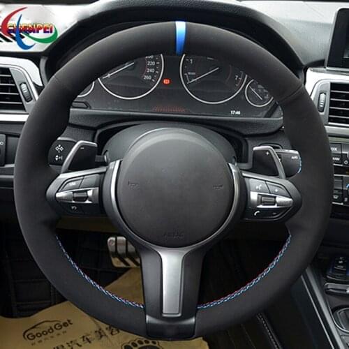 DIY Anti-Slip Black Suede Car Steering Wheel Cover For BMW F87 M2 F80 M3 F82 M4 M5 F12 F13 M6 F85 X5 M F86 X6 M F33 F30 M Sport