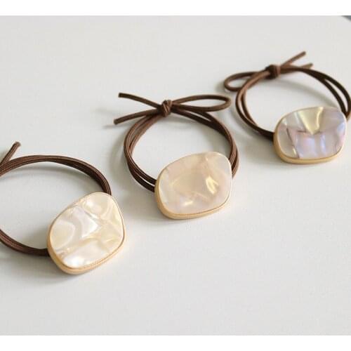 Sweet Cream Color Resin Elastic Hair Bands Twisted Chain Rubber Hair Rope Women Hair Ties Round Tube Ponytail Holder Scrunchies