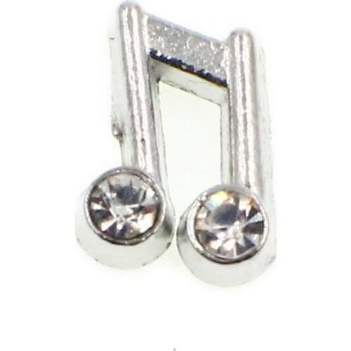 Crystal Music Note Floating Charms For Living Memory Glass Floating Locket Pendants Necklace DIY Accessories 10pcs/lot