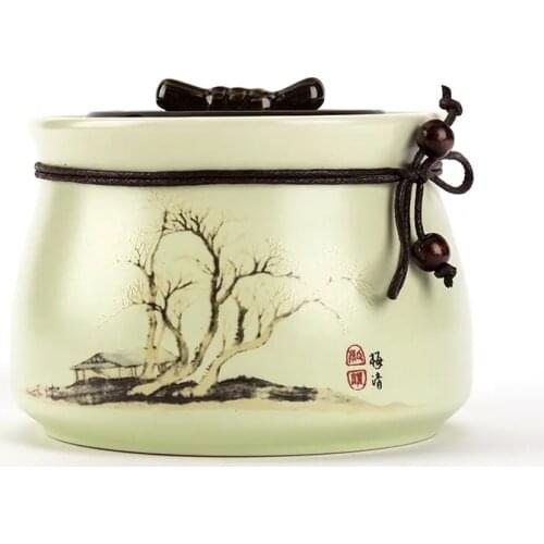 Ceramic Tea Storage Caddy Portable Sealed Tea Cans Porcelain Canister For Spices Dried Fruit Medicinal Materials Organizer Jars