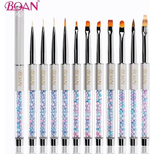 BQAN Silver Rod Color Beads Nail Brush UV Gel Liner Painting Pen Acrylic Drawing Brush Gradient Nail Art Manicure Tools
