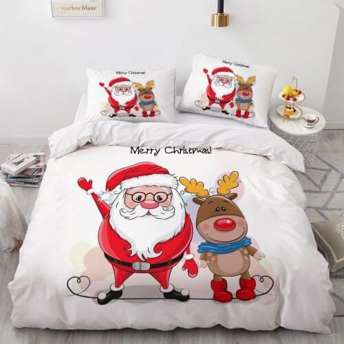 Classic 3D Bedding Set Duvet Cover Set Comforter King Queen Double TwinSingle Size Santa Claus Cartoon Design Custom Bedclothes