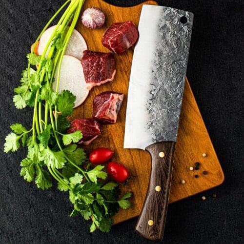Forged kitchen knife hammer pattern old Chinese household kitchen stainless steel chopping knife small kitchen knife