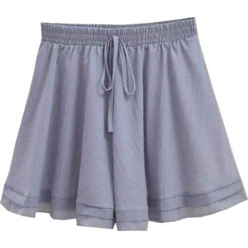 Summer Chiffon Skirt Shorts High Waist Ruffles Loose White Shorts Women 2020 Summer Black Womens Lace Up Paper Bag Shorts