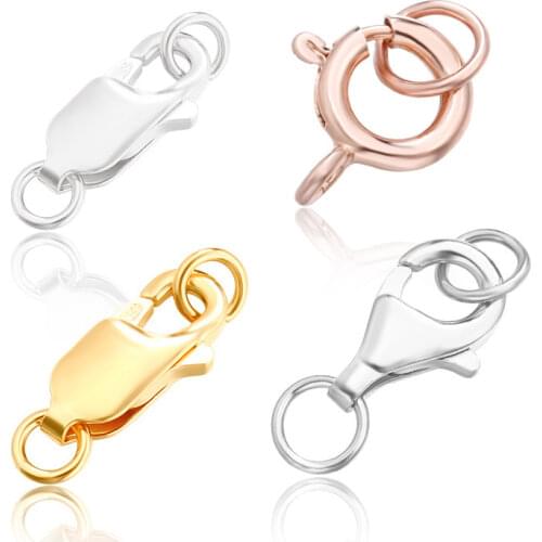 MADALENA SARARA 5mm Round Lobster S925 Sterling Silver For DIY Jewelry Making Rose Gold Gold Silver Tone Clasp 100pcs/lot